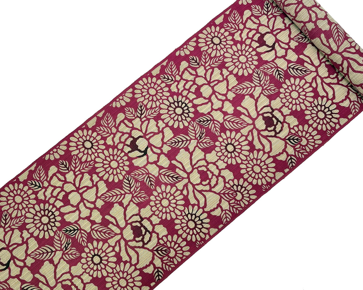 浴衣 松煙染小紋 小菊に牡丹 – 着物道楽みなとや