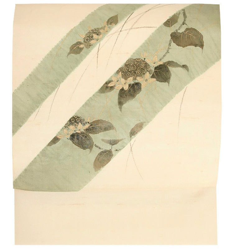 c*9様 夏帯 袋帯 絹芭蕉 美しい花染め セミフォーマル 帯 正絹 AO-50 夏帯 袋帯 絹芭蕉 美しい花染め セミフォーマル 帯 正絹 AO-5047