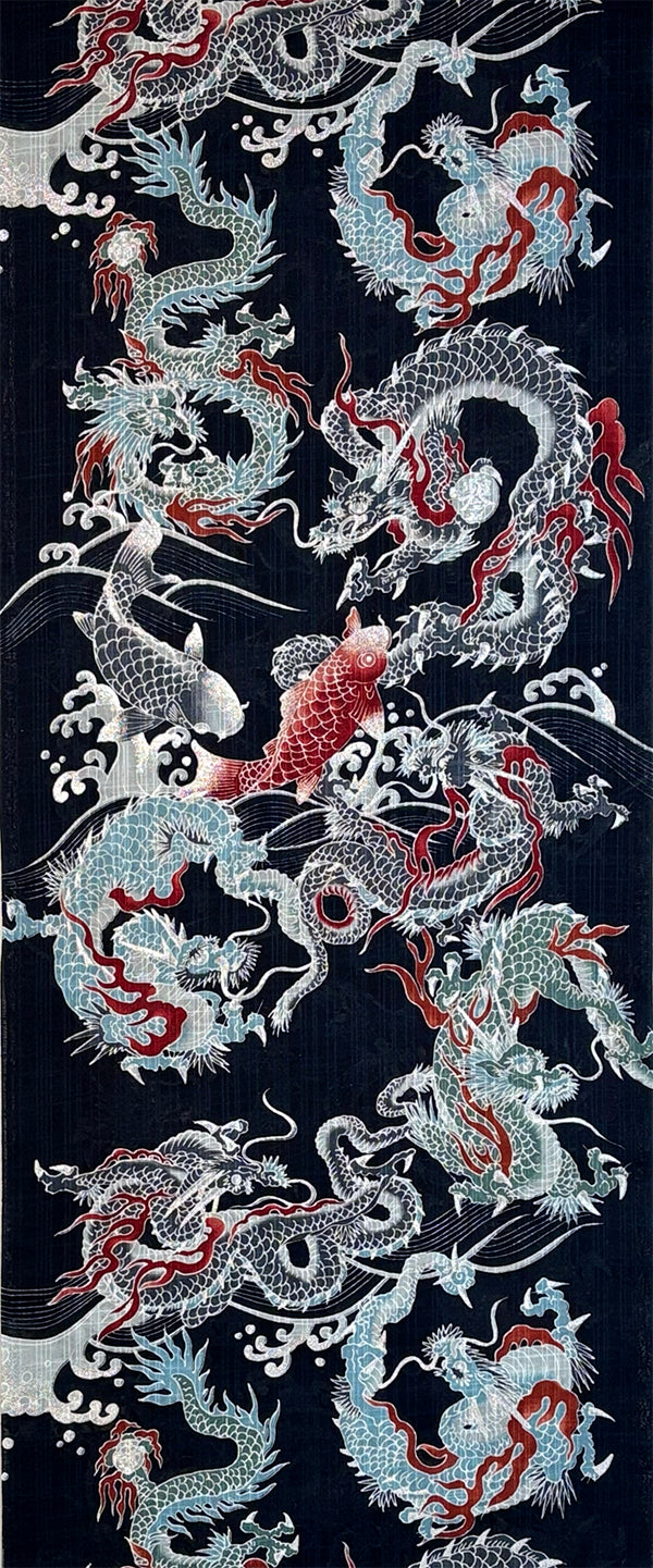 誉田屋源兵衛 浴衣 反物 497 龍舞皇帝 紺 綿麻 浴衣 綿麻 龍舞皇帝 – 着物道楽みなとや