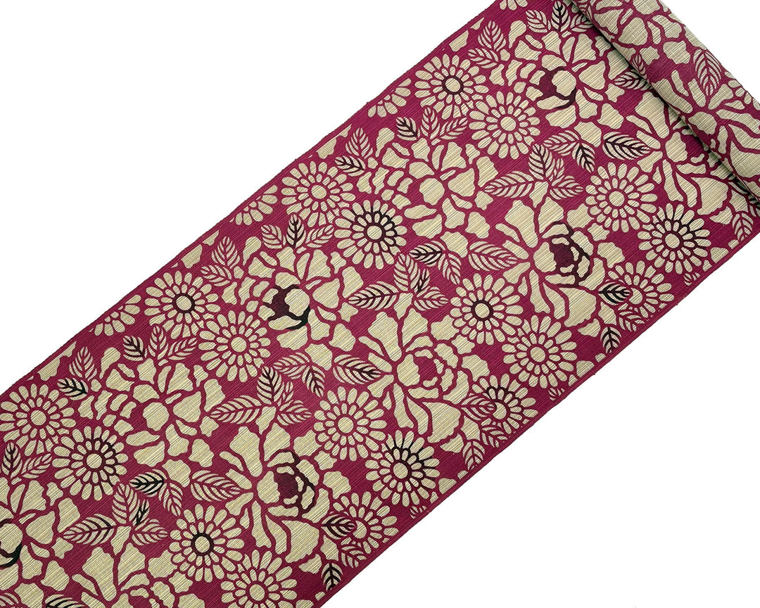 浴衣 松煙染小紋 小菊に牡丹 – 着物道楽みなとや