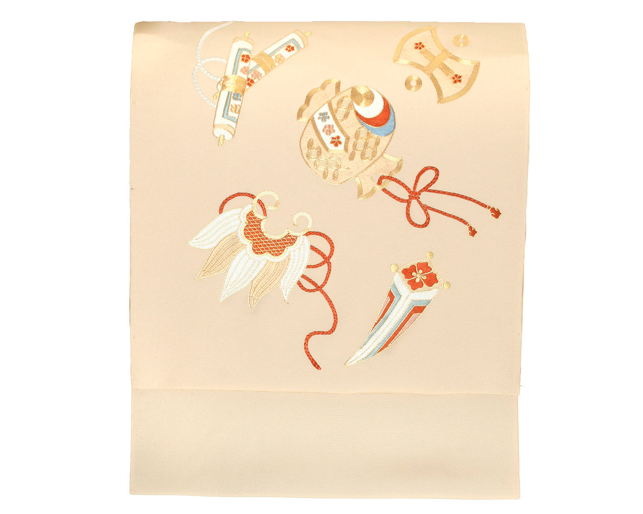 九寸名古屋帯 刺繍 宝尽くし – 着物道楽みなとや