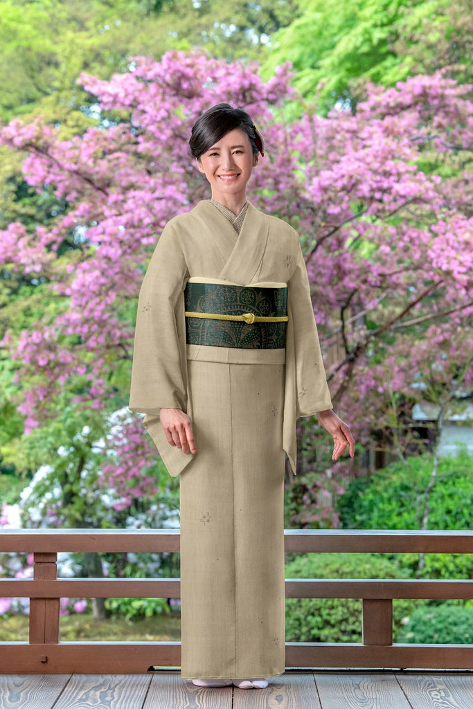 結城紬　反物 蝶々 紺 着物 オシャレ 可愛い モダンとても素敵なデザインです