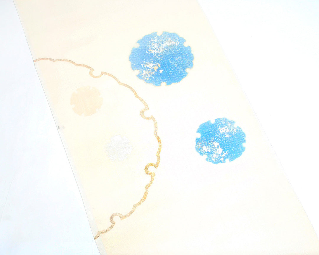 夏九寸名古屋帯 無双仕立て 雪輪 – 着物道楽みなとや