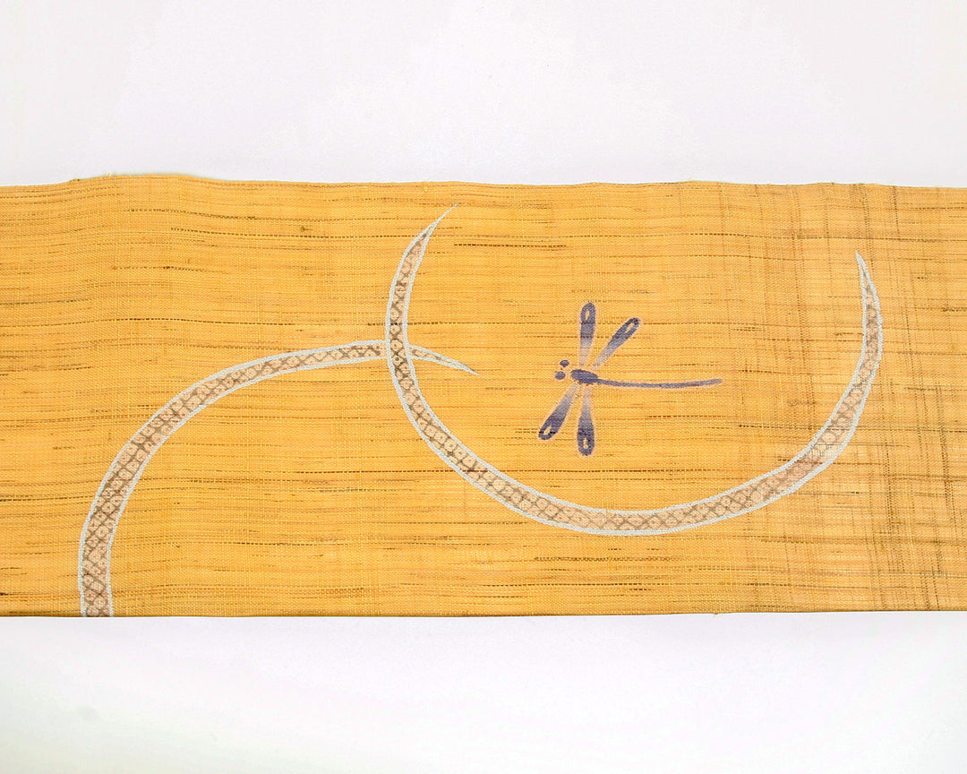 夏九寸名古屋帯 麻地 黄色とんぼ – 着物道楽みなとや