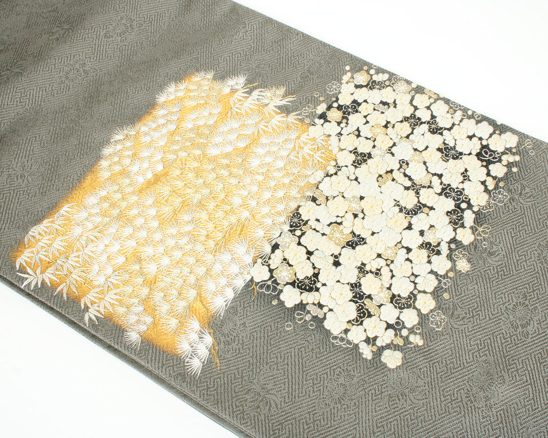 袋帯 盡政 刺繍色紙取り松竹梅 – 着物道楽みなとや