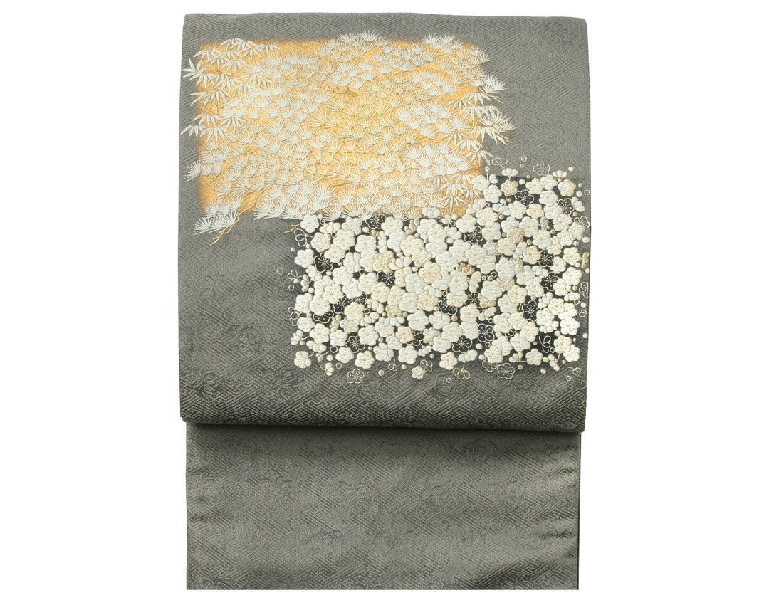 袋帯 盡政 刺繍色紙取り松竹梅 – 着物道楽みなとや