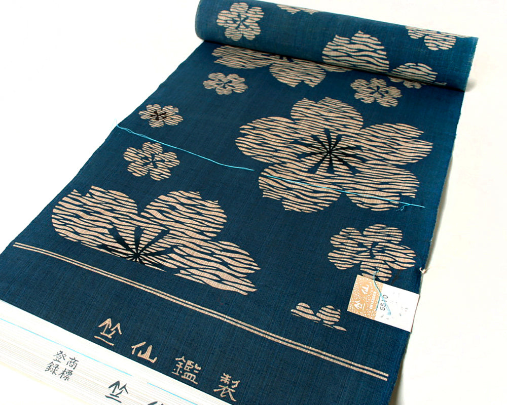 マ*ロ様 竺仙？　奥州小紋風　三越誂え　桜草模様　浴衣単品 マ*ロ様 竺仙？ 奥州小紋風 三越誂え 桜草模様 浴衣単品 マ*